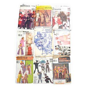 Lot of 9 Sewing Patterns: Costumes Crafts & Kids McCall's Simplicity Butterick